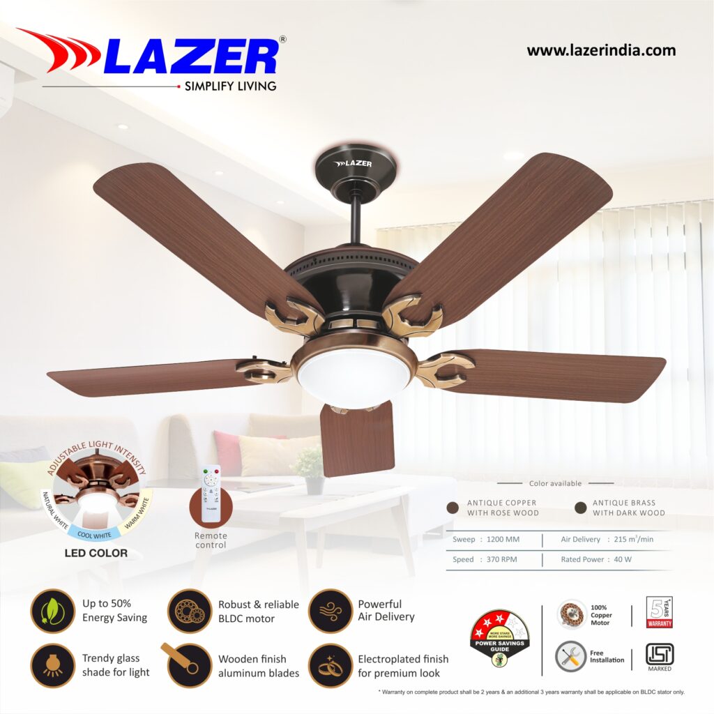 Decorative Ceiling Fans - Elite Ceiling Fan by Lazer India